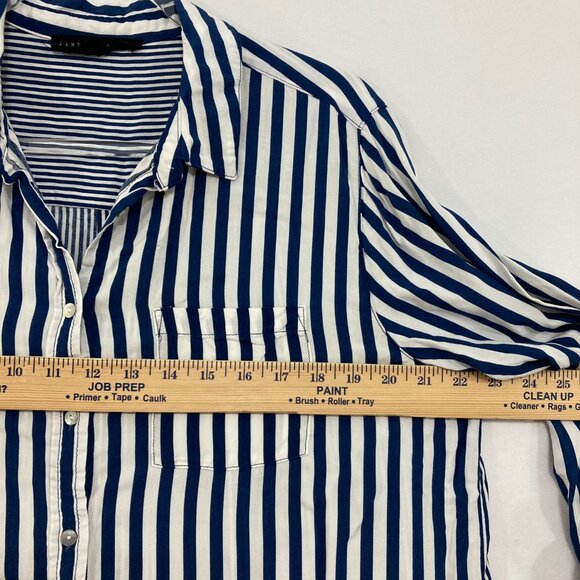 Jane and Delancey size XL Blue White Stripes Soft Flowy Button Back Button Up - Picture 7 of 10